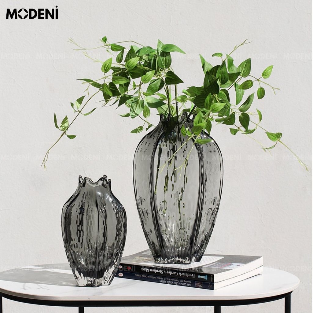 Bình Hoa Thủy Tinh Otis Cao Cấp – Gợn Sóng Nghệ Thuật – Decor Phong Cách Hiện Đại Tối Giản Cho Bàn Console, Kệ Tủ