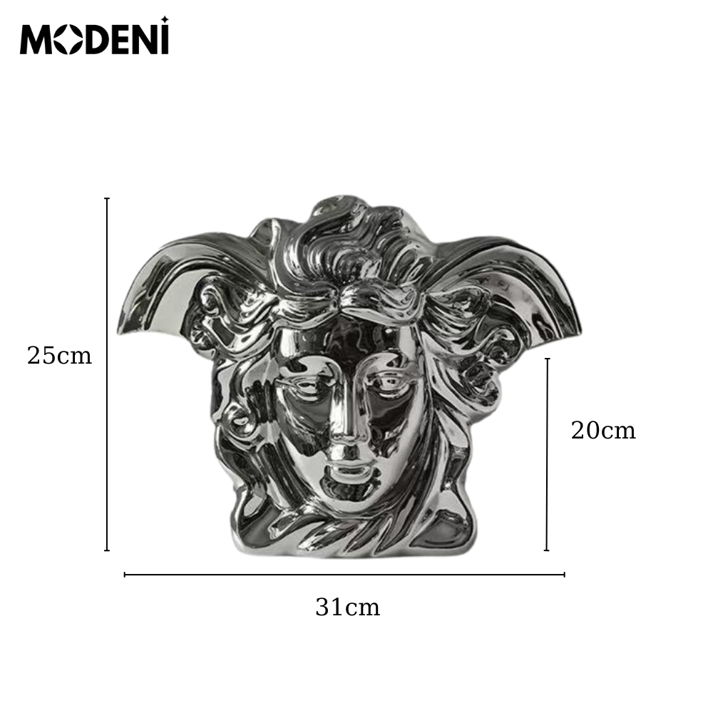 Bình Hoa Kết Hợp Tượng Trang Trí Silver Savona Gốm Sứ Sang Trọng Cao Cấp