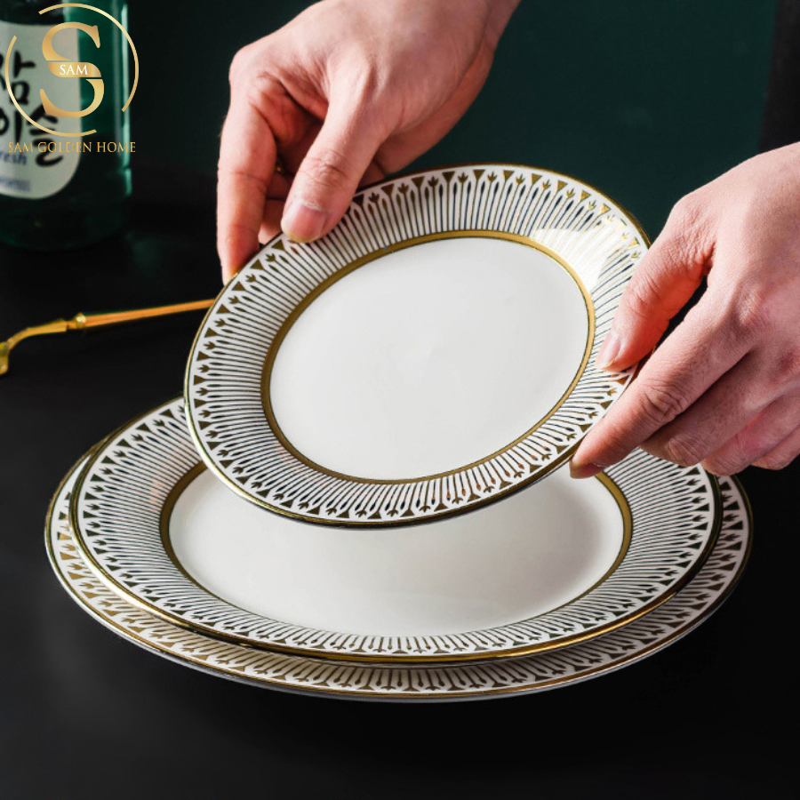 Đĩa Sứ Nordine Cao Cấp Decor Bàn Ăn Sang Trọng Phong Cách Bắc Âu
