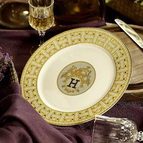  Đĩa Nông 26 H-Paris Viền Vàng Sang Trọng Phong Cách Bắc Âu 