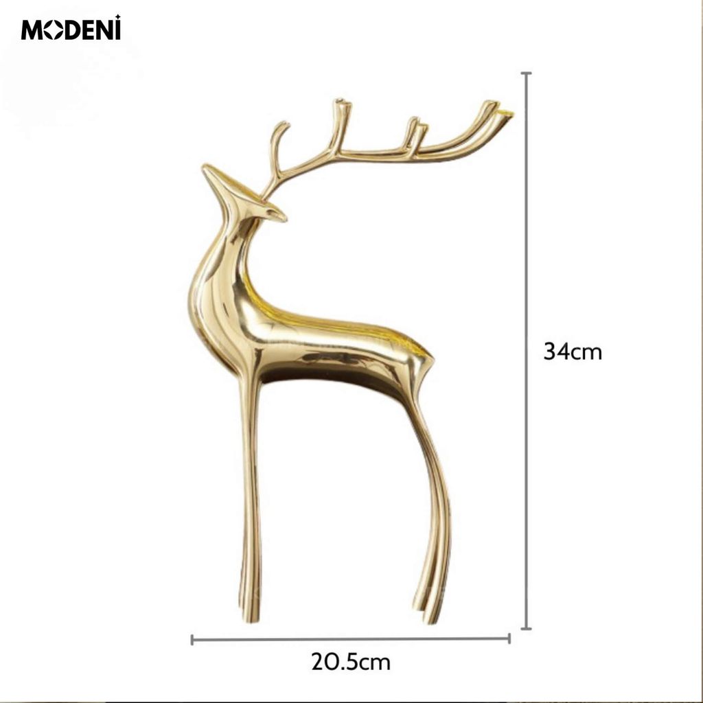 Tượng Nai Sừng Gerda Cao Cấp – Đồng Mạ Vàng Sang Trọng – Điểm Nhấn Decor Bàn, Kệ Tủ, Phòng Khách Hiện Đại
