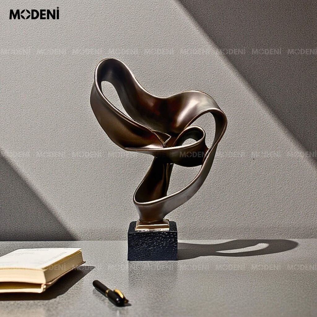 Tượng Trang Trí Oldel Brown Nghệ Thuật Trừu Tượng – Thiết Kế Lượn Sóng Độc Bản – Decor Kệ Tủ, Bàn Console Phong Cách Hiện Đại