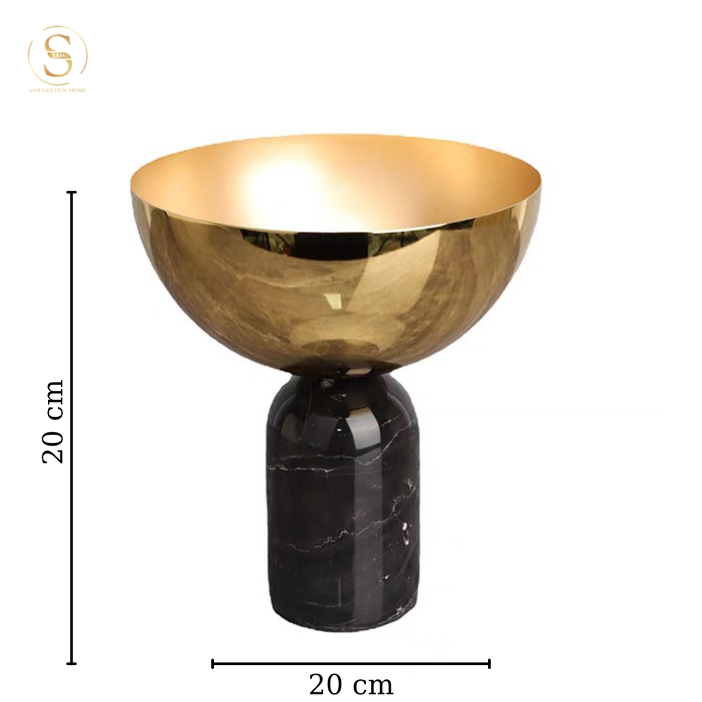 Tô Henry Đựng Trái Cây Đế Đá Cẩm Thạch – Thiết Kế Sang Trọng – Màu Vàng Gold Hiện Đại – Decor Bàn Ăn, Phòng Khách, Quầy Bar