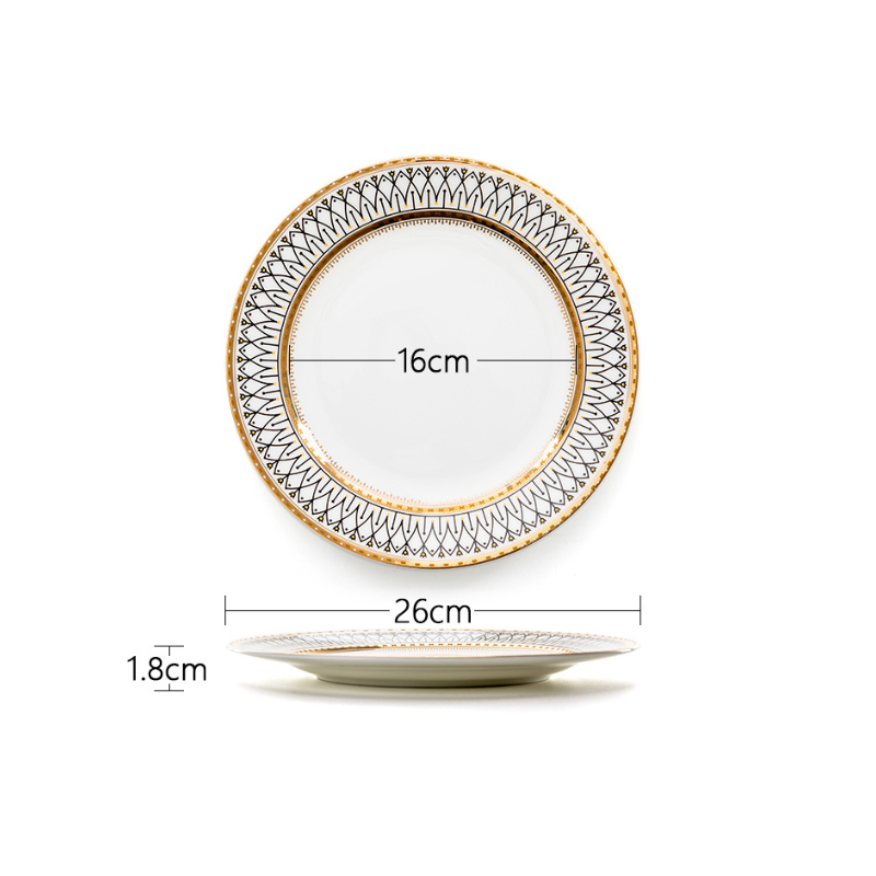 Chén Bát Đĩa Lẻ Món Sứ Xương Aura Cao Cấp Viền Vàng Sang Trọng Kiểu Âu Thời Thượng Quà Tặng Tân Gia