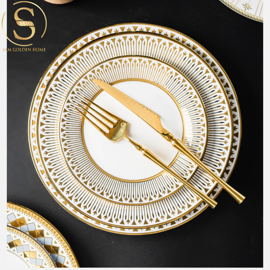 Đĩa Sứ Nordine Cao Cấp Decor Bàn Ăn Sang Trọng Phong Cách Bắc Âu