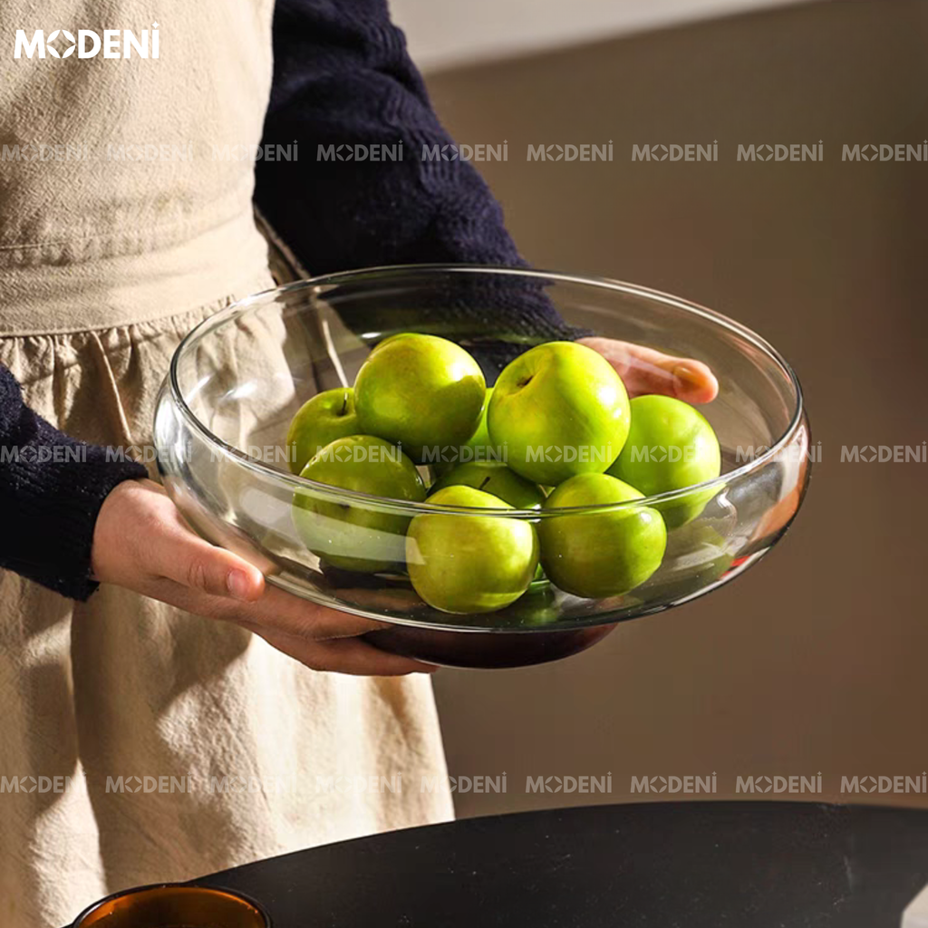 Tô thủy tinh Doma chân gỗ cao cấp – Đựng trái cây, decor bàn ăn hiện đại