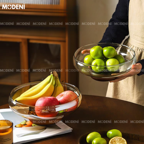 Tô thủy tinh Doma cao cấp – miệng rộng, chân gỗ decor sang trọng