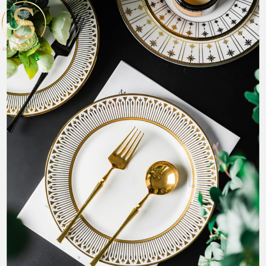 Đĩa Sứ Nordine Cao Cấp Decor Bàn Ăn Sang Trọng Phong Cách Bắc Âu