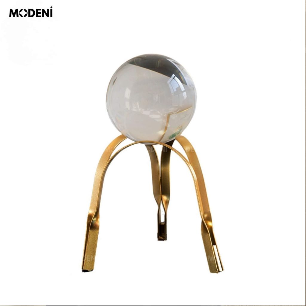 Tượng Cầu Pha Lê Grace Molly Vàng Gold Decor Bàn Phòng Khách, Kệ Tủ Sang Trọng Phong Cách Hiện Đại