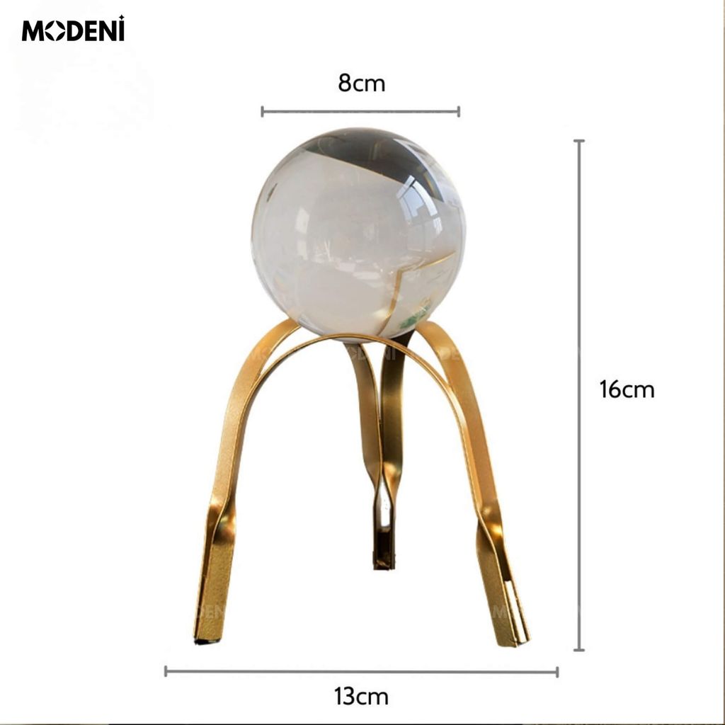 Tượng Cầu Pha Lê Grace Molly Vàng Gold Decor Bàn Phòng Khách, Kệ Tủ Sang Trọng Phong Cách Hiện Đại