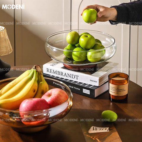 Tô thủy tinh Doma cao cấp – miệng rộng, chân gỗ decor sang trọng