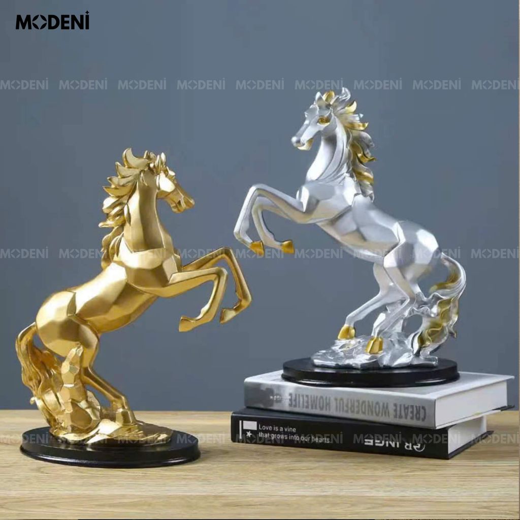 Tượng Ngựa Bạc Classic Horse Vươn Mình Mạnh Mẽ Sang Trọng Trang Trí