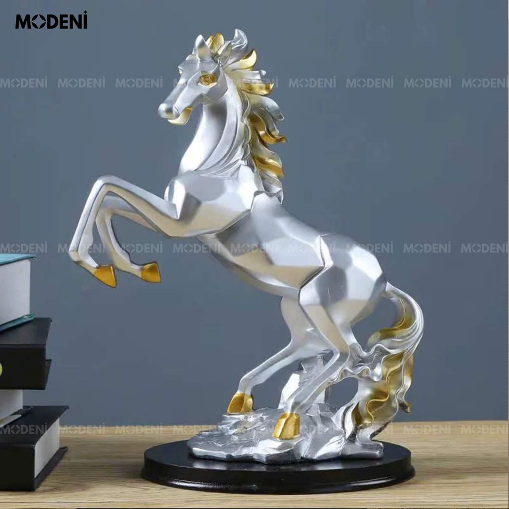 Tượng Ngựa Bạc Classic Horse Vươn Mình Mạnh Mẽ Sang Trọng Trang Trí