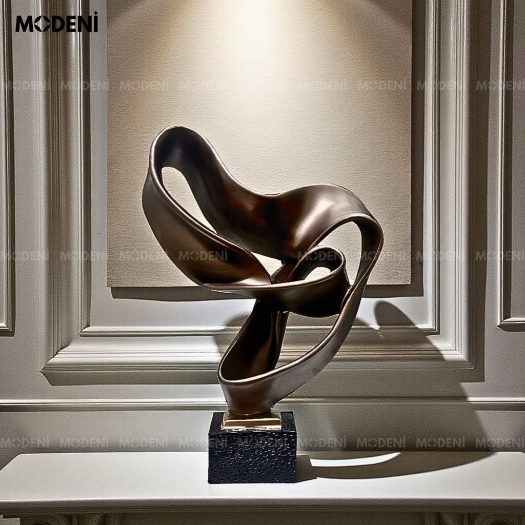 Tượng Trang Trí Oldel Brown Nghệ Thuật Trừu Tượng – Thiết Kế Lượn Sóng Độc Bản – Decor Kệ Tủ, Bàn Console Phong Cách Hiện Đại