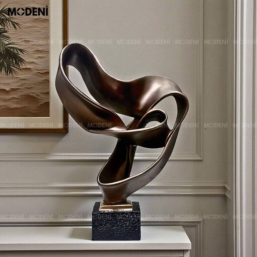 Tượng Trang Trí Oldel Brown Nghệ Thuật Trừu Tượng – Thiết Kế Lượn Sóng Độc Bản – Decor Kệ Tủ, Bàn Console Phong Cách Hiện Đại
