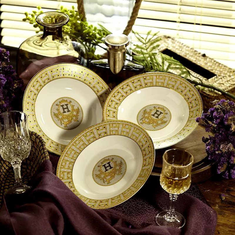 Tô Tròn 20 H-Paris Viền Vàng Sang Trọng Phong Cách Bắc Âu