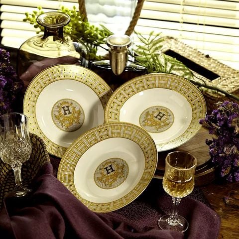  Đĩa Sâu Lòng 20.5 H-Paris Viền Vàng Sang Trọng Phong Cách Bắc Âu 