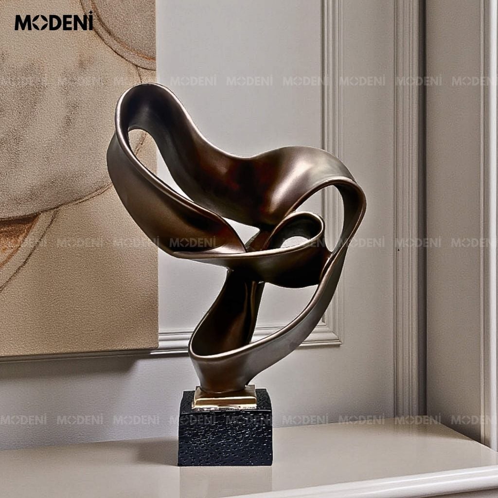 Tượng Trang Trí Oldel Brown Nghệ Thuật Trừu Tượng – Thiết Kế Lượn Sóng Độc Bản – Decor Kệ Tủ, Bàn Console Phong Cách Hiện Đại