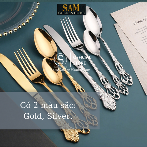 Bộ Dao Muỗng Nĩa Royal Silver Cao Cấp Sang Trọng Tân Cổ Điển