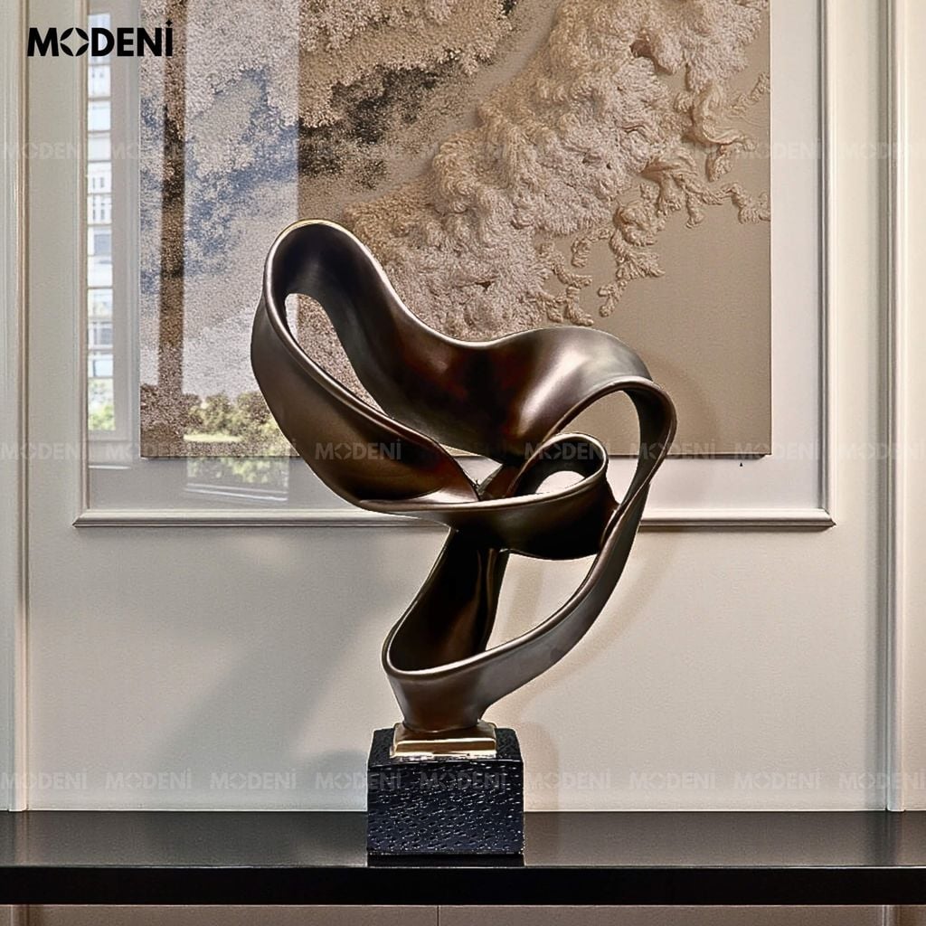 Tượng Trang Trí Oldel Brown Nghệ Thuật Trừu Tượng – Thiết Kế Lượn Sóng Độc Bản – Decor Kệ Tủ, Bàn Console Phong Cách Hiện Đại