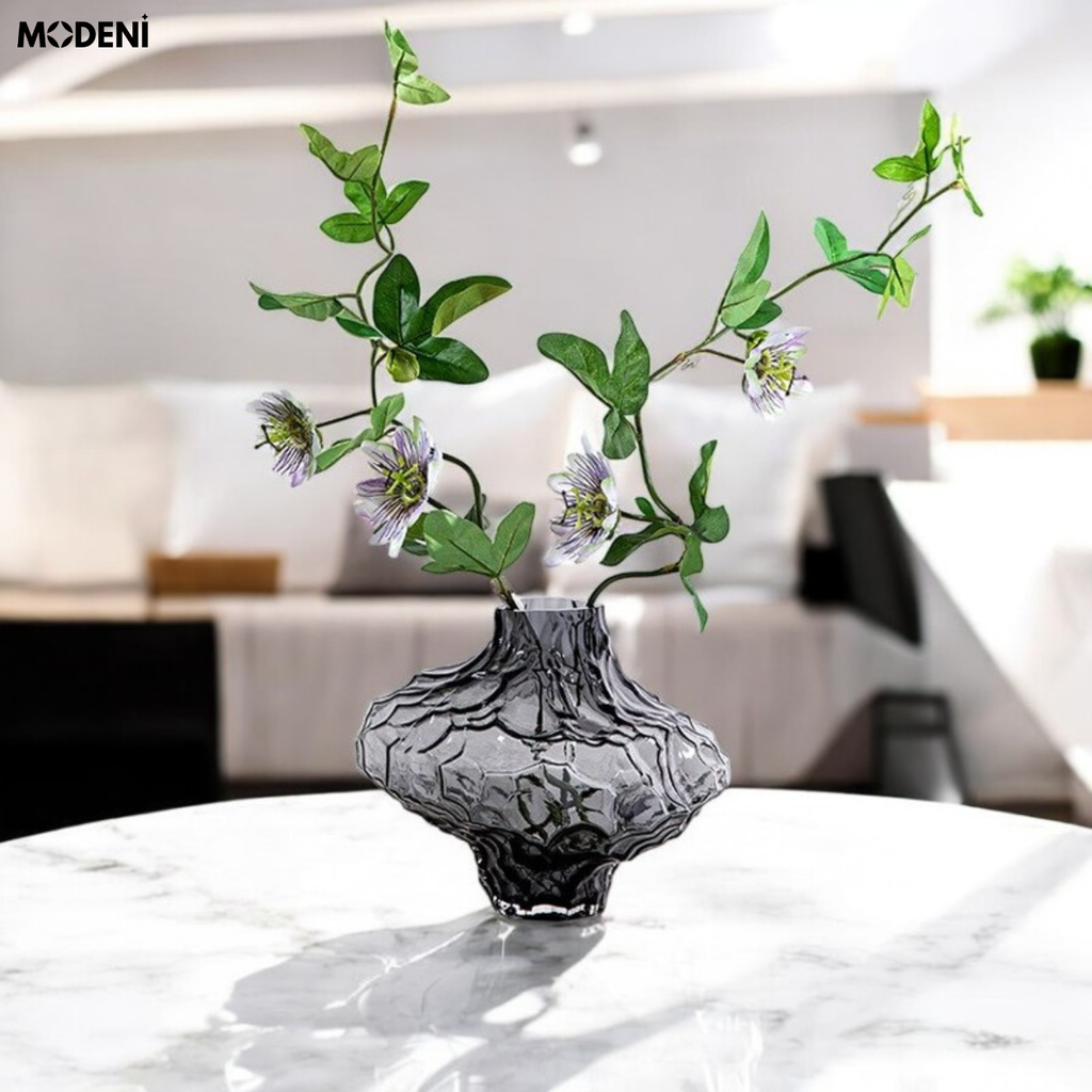 Bình Hoa Thủy Tinh Lạ Moss – Lọ Hoa Nghệ Thuật Hiện Đại Sóng Đặc Biệt – 26cm Decor Bàn Sofa, Bàn Console