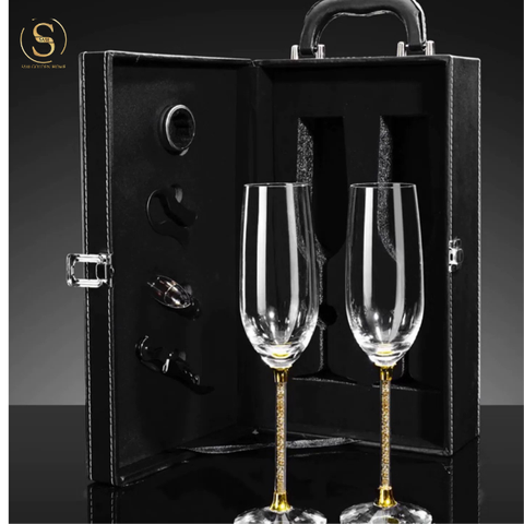 Set 2 Ly Uống Rượu Sâm Panh Portobello Glute Cao Cấp Sang Trọng - Gold 
