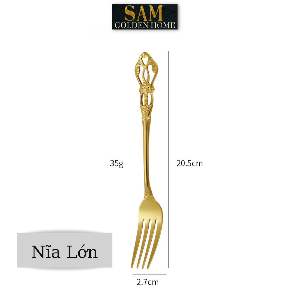 Muỗng Nĩa Royal Hàn Quốc Inox 304 Mạ Vàng Cao Cấp Sang Trọng Hiện Đại (LẺ)