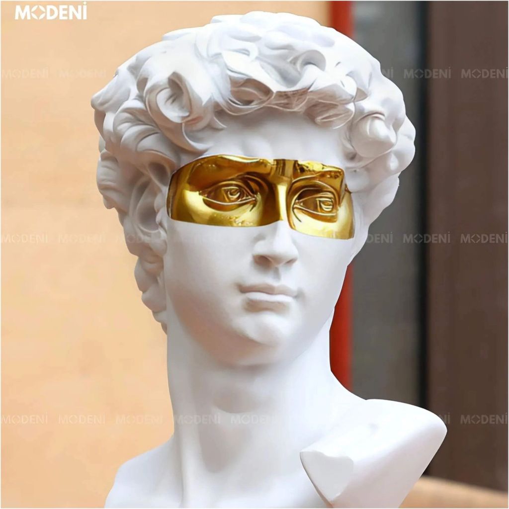 Tượng David Trắng Nghệ Thuật Trừu Tượng – Tầm Nhìn Vàng Nổi Bật – Trang Trí Bàn Làm Việc, Kệ Sách, Văn Phòng Thiết Kế