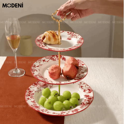  Khay Lyra 3 Tầng Sứ Cao Cấp – Hoạ Tiết Châu Âu Tinh Xảo, Đựng Bánh Trái – Trang Trí Tiệc Trà & Bàn Ăn Sang Trọng 