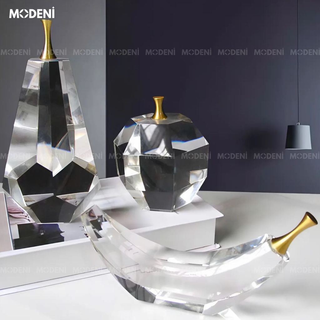 Tượng Trang Trí Sola Trái Táo Pha Lê – Thiết Kế Cắt Giác Trong Suốt – Decor Tối Giản Hiện Đại Cho Kệ Tủ, Bàn Làm Việc & Quà Tặng Sang Trọng