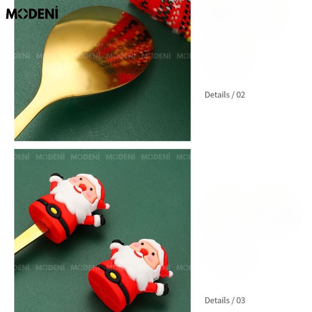 Set Muỗng Nĩa Macaron Giáng Sinh Cao Cấp Sang Trọng