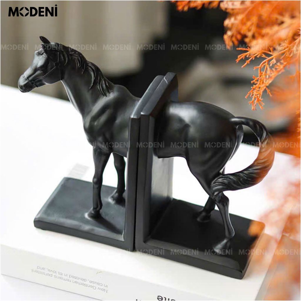 Chặn Sách Kết Hợp Tượng Trang Trí Phedra – Chặn Sách Đầu Ngựa Hiện Đại – Thiết Kế Tối Giản, Sang Trọng, Phù Hợp Kệ Sách, Tủ Trưng Bày, Bàn Làm Việc