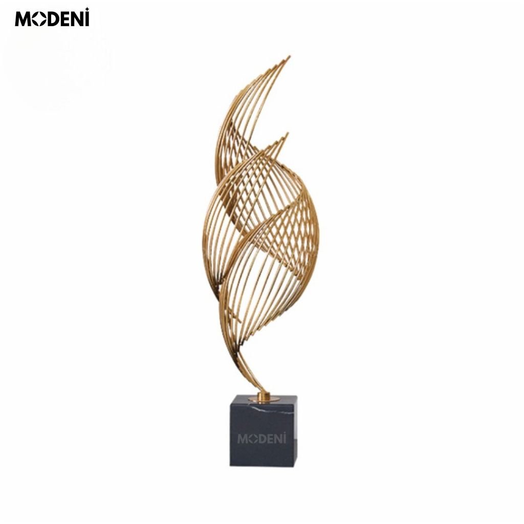 Tượng Trang Trí Nghệ Thuật Lorian Nhỏ Cao Cấp – Decor Kim Loại Mạ Vàng Sang Trọng – Đế Đá Cẩm Thạch Tự Nhiên