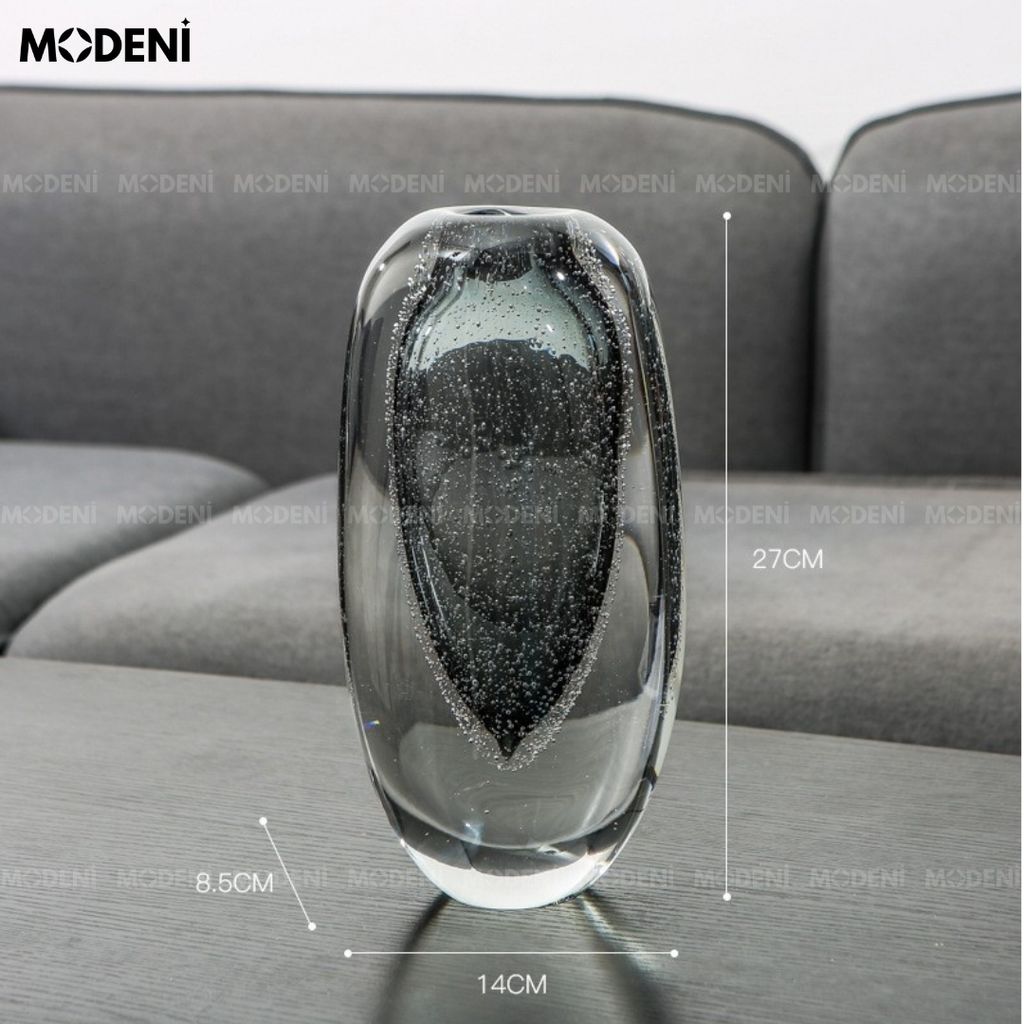 Bình Hoa Thủy Tinh Elysia – Lọ Decor Nghệ Thuật Hiệu Ứng Bọt Khí – Cao 27cm/23cm Cho Bàn Sofa, Phòng Khách Hiện Đại
