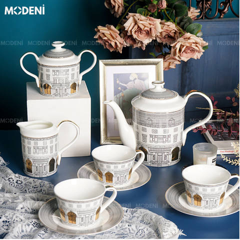  Bộ Bình Trà Họa Tiết Ngôi Nhà Hime Cao Cấp Sang Trọng 