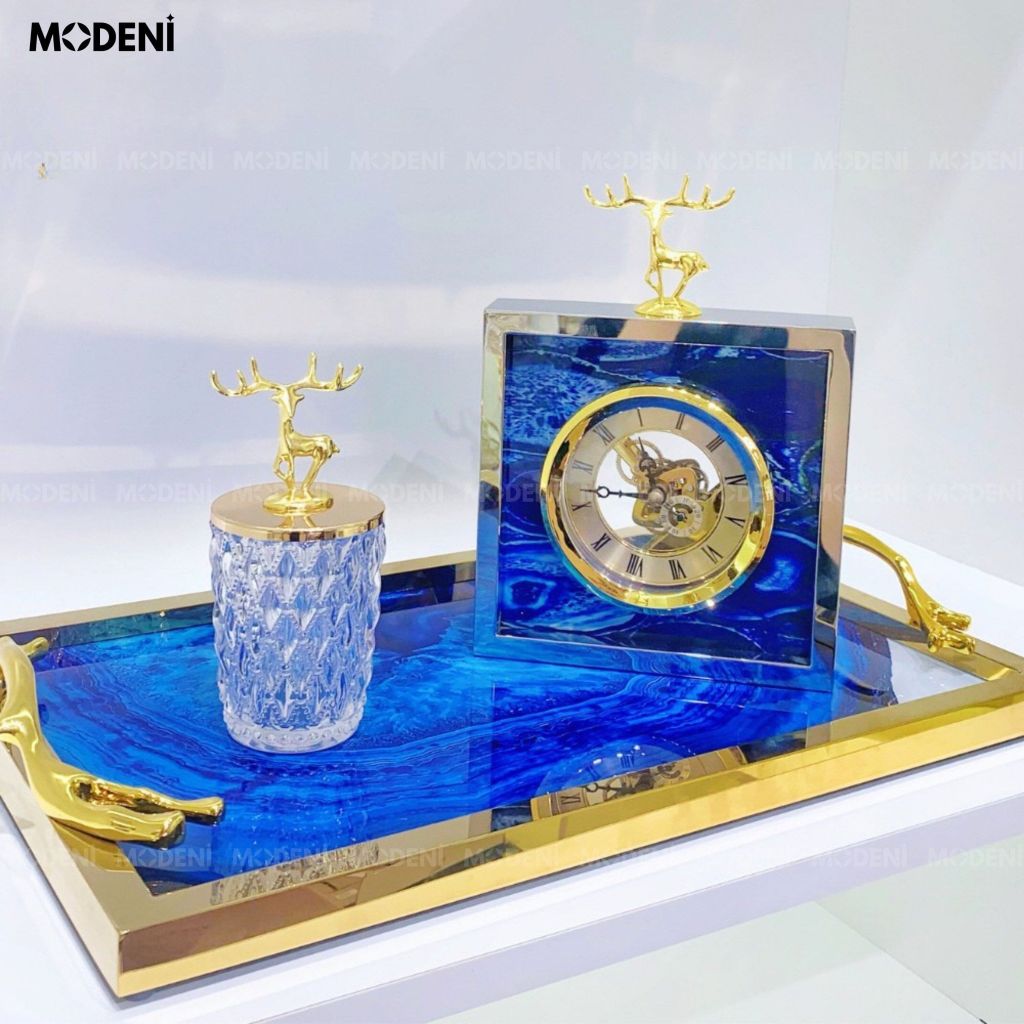 Đồng Hồ Bluey Vuông Cao Cấp – Mặt Số La Mã – Phối Đá Xanh Sang Trọng – Món Quà Decor Lý Tưởng