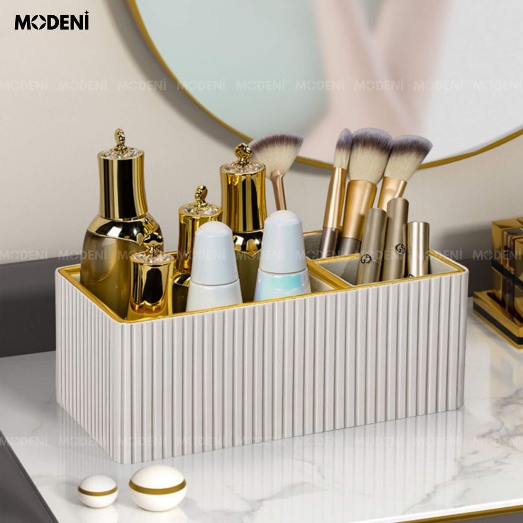 Hộp Khăn Giấy Donna Trắng Cao Cấp – Tích Hợp Ngăn Đựng, Thiết Kế Sọc Dọc Sang Trọng Cho Bàn Sofa Hiện Đại