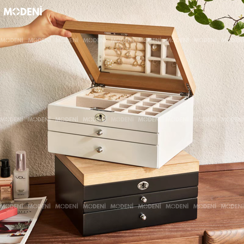  Hộp Đựng trang sức Có Gương Aeris Sang Trọng Cao Cấp 