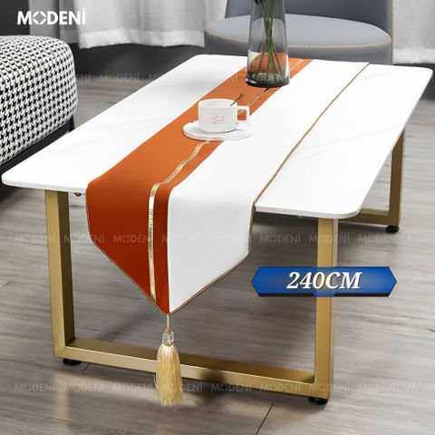  Khăn Bàn Table Runner Orange Renai Cao Cấp – Thiết Kế Trắng Xám Ánh Vàng Thanh Lịch – Dành Cho Bàn Sofa, Bàn Tiệc Dài 1m8 – 2m4 