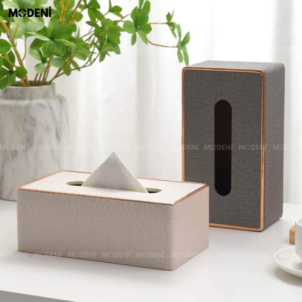 Hộp Khăn Giấy Modeni Be Nhạt Vải Lanh Cao Cấp Viền Vàng Hồng Japandi Tối Giản Sang Trọng Cho Phòng Ngủ Và Văn Phòng