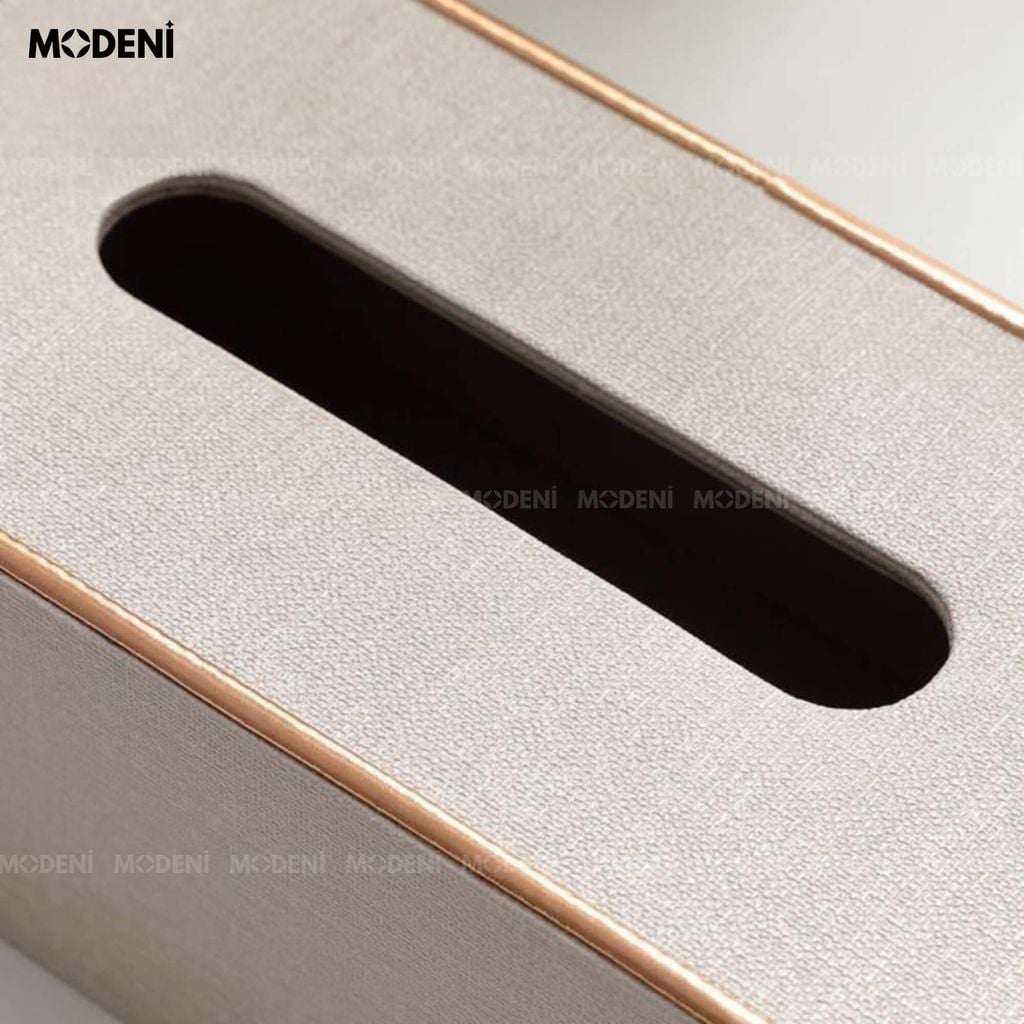 Hộp Khăn Giấy Modeni Be Nhạt Vải Lanh Cao Cấp Viền Vàng Hồng Japandi Tối Giản Sang Trọng Cho Phòng Ngủ Và Văn Phòng