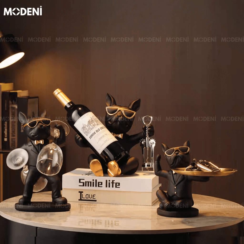 Tượng Bulldog Sommelier Cao Cấp – Kê Rượu Cá Tính , Quà Tặng Lý Tưởng Cho Người Sành Rượu