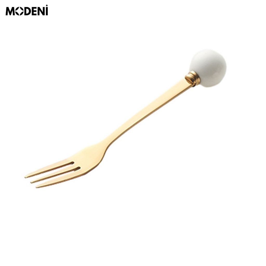 Lọ sứ đựng nĩa, xiên trái cây, muỗng cafe, thìa tráng miệng mạ vàng cao cấp phong cách bắc âu
