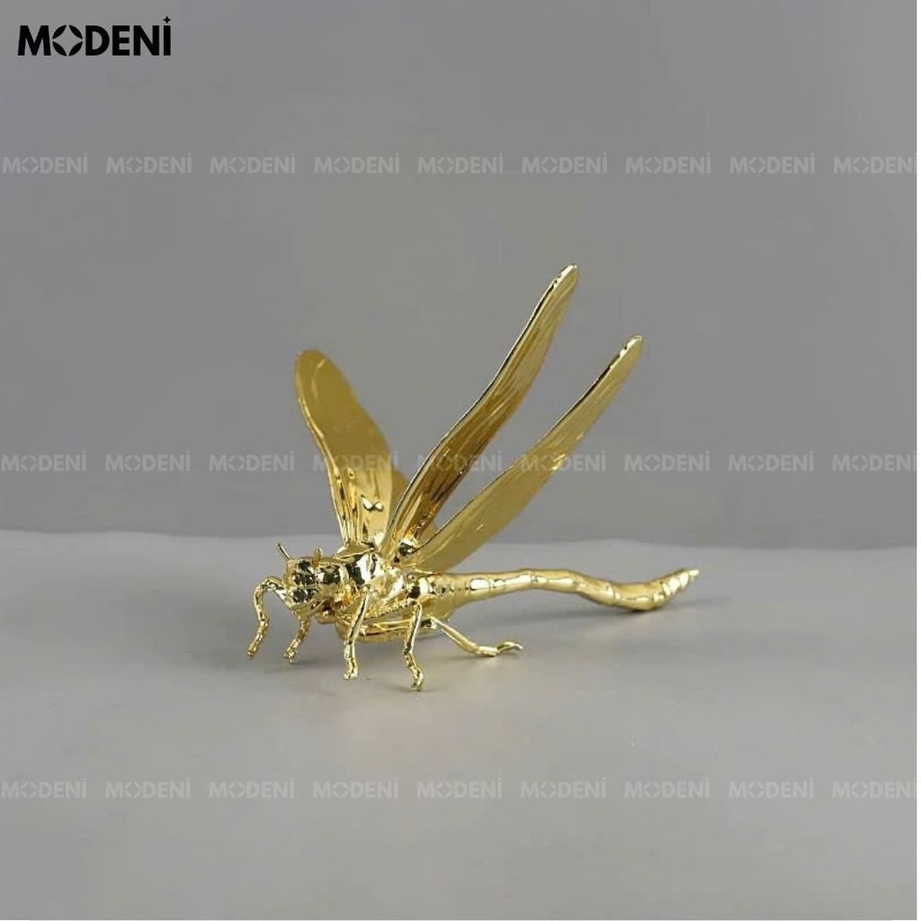 Tượng Chuồn Chuồn Decor Cao Cấp Eve Golden – Hợp Kim Vàng Ánh Kim – Trang Trí Bàn, Kệ, Góc Decor Hiện Đại