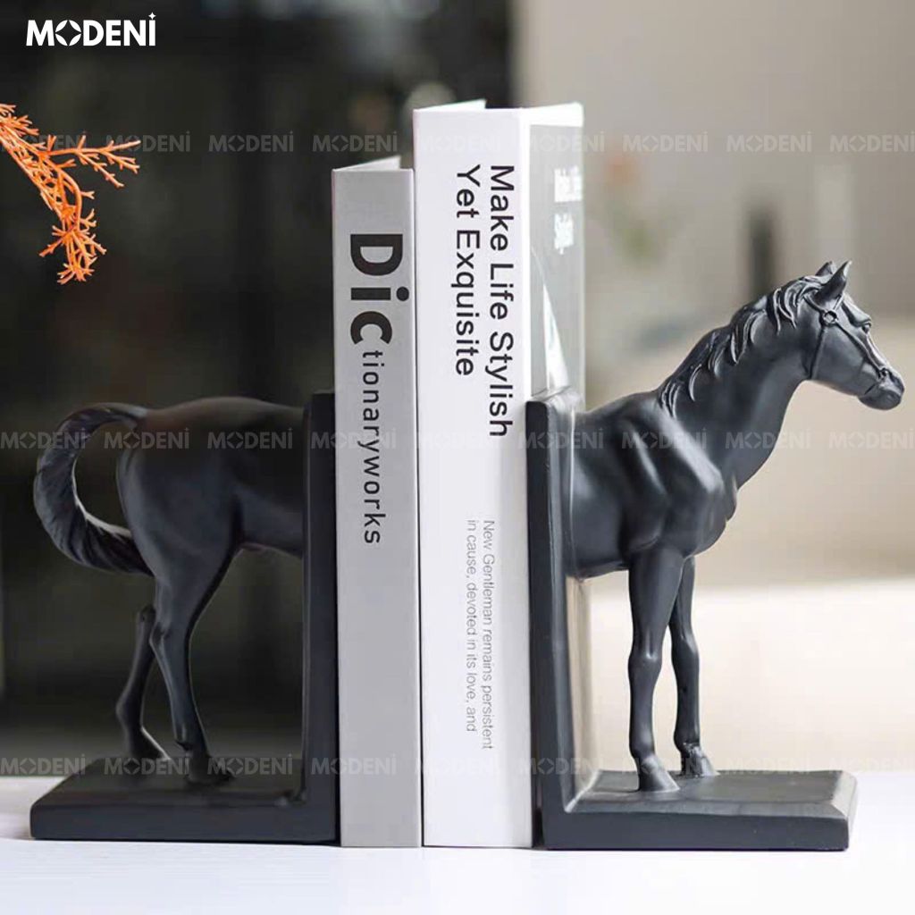 Chặn Sách Kết Hợp Tượng Trang Trí Phedra – Chặn Sách Đầu Ngựa Hiện Đại – Thiết Kế Tối Giản, Sang Trọng, Phù Hợp Kệ Sách, Tủ Trưng Bày, Bàn Làm Việc
