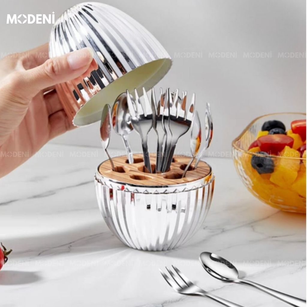 Bộ Đựng Muỗng Nĩa Sienna Silver Sang Trọng Cao Cấp