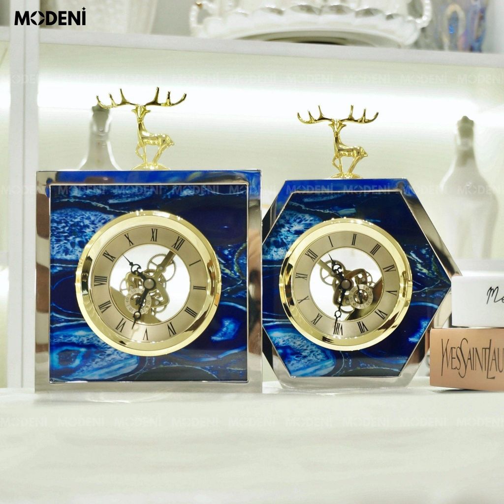 Đồng Hồ Bluey Vuông Cao Cấp – Mặt Số La Mã – Phối Đá Xanh Sang Trọng – Món Quà Decor Lý Tưởng