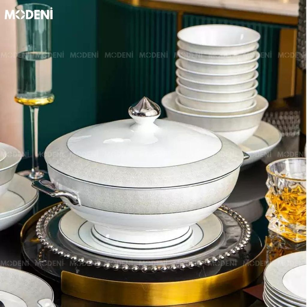 Bộ Tô Chén Đĩa Chén Sứ Xương Rachel Cao Cấp Sang Trọng