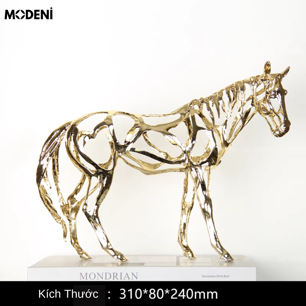 Tượng Ngựa Regal Stride Decor Hiện Đại Nghệ Thuật – Hợp Kim Mạ Vàng Cho Bàn, Kệ, Khu Vực Trang Trí Sang Trọng