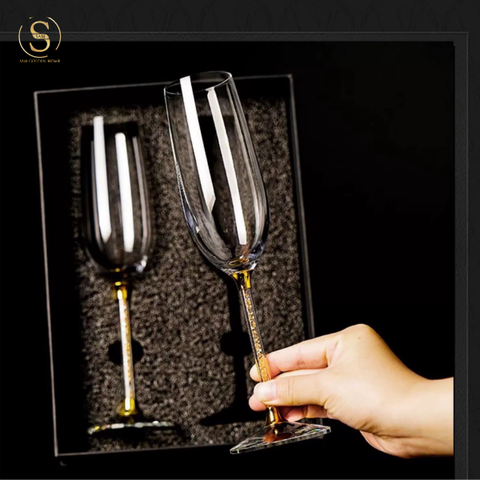  Set 2 Ly Uống Rượu Sâm Panh Portobello Glute Cao Cấp Sang Trọng - Gold 